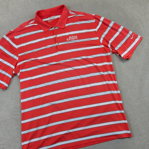 Nike Golf Polo Shirt XL Mens Red White Striped Dri-FIT Kiva Dunes 508326-694 — photo 2